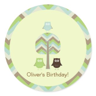 Owl Birthday Cupcake Toppers/Stickers zazzle_sticker