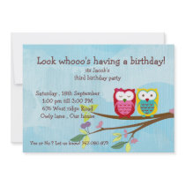 Owl birthday invitation