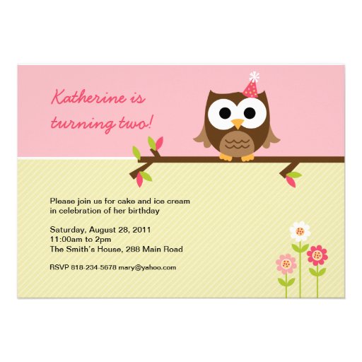 Owl Birthday Invitation