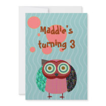 owl birthday invitation party