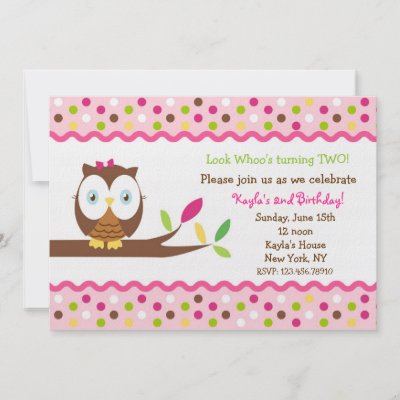 Owl Birthday Party Baby Shower Invitations