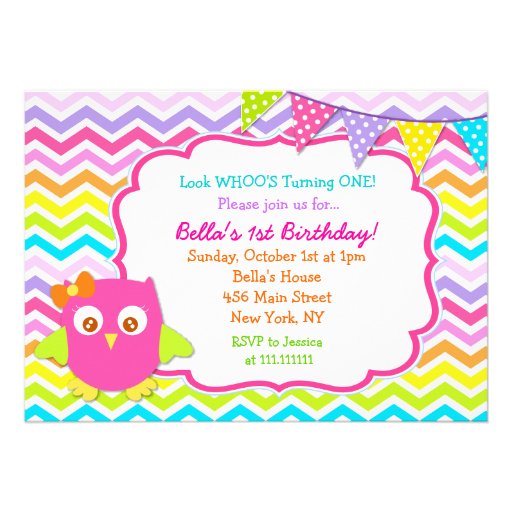 Owl Birthday Party Invitations (front side)