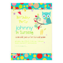 Owl, birthday party invitations/diy background