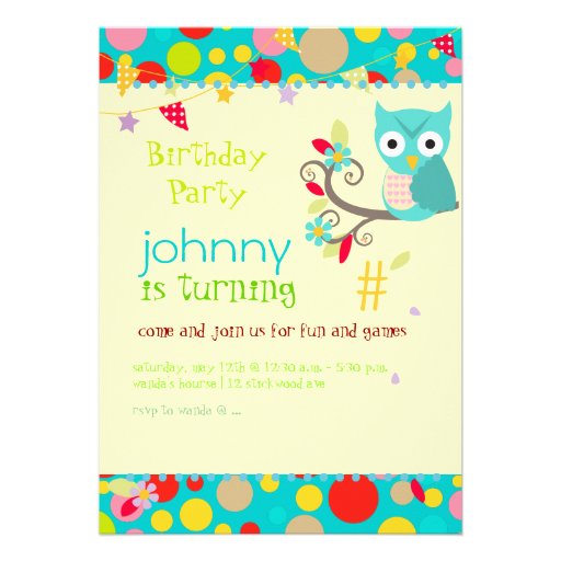 Owl, birthday party invitations/diy background