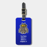 Owl; Blue Luggage Tag