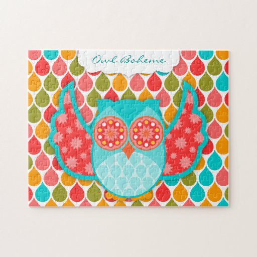 Owl Boheme Blu Custom Jigsaw Puzzle
