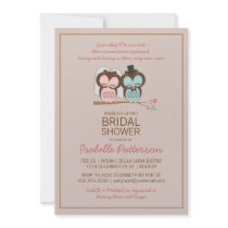 Owl Bride & Groom Sweet Bridal Shower Invitation
