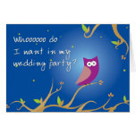 Owl bridesmaid or maid of honor card