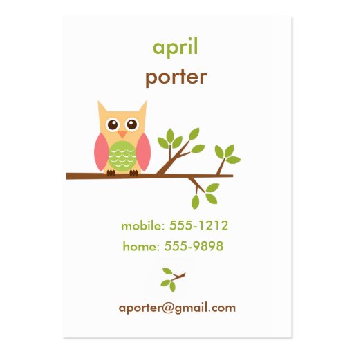 Owl Business Card / Calling / Mommy Card (#BUS001)