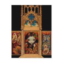"Owl Butterfly Triptych" Postcard