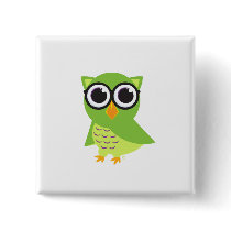 Owl Button Square