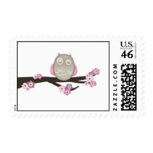 Owl & Cherry Blossoms {Pink} | Stamps