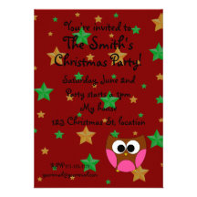 Owl christmas invitation