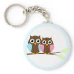 Owl couple on a branch keychain