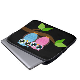 Owl Couple on a Branch Laptop Sleeves