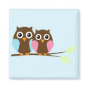 Owl couple on a branch magnets