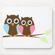 Owl couple on a branch mouse pads