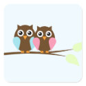 Owl couple on a branch stickers