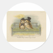 owl couple on bench stickers
