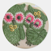 Owl Couple Sweet Round Stickers