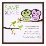 Owl Couple Wedding Save the Date Invitations