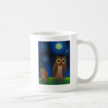 Owl dance lesson full moon night cute unique art mugs