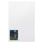 Owl dance lesson full moon night cute unique art custom stationery