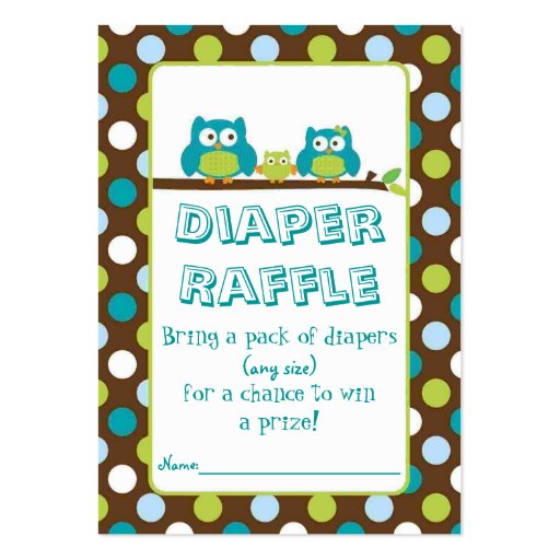 Owl Diaper Raffle Cards Business Cards (front side)