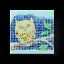 Owl Drawing on a Pin buttons