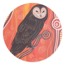 Owl Dreaming Round Stickers