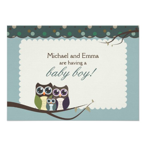 Owl Family Baby Shower for Boy Personalized Invitations