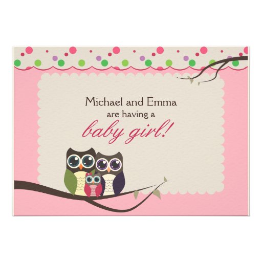 Owl Family Baby Shower for Girl Invite