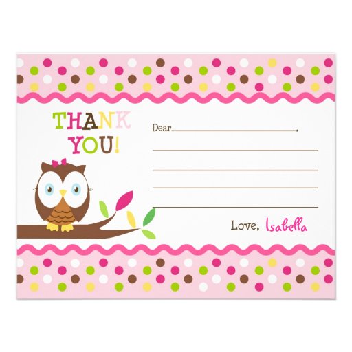 Owl Fill In The Blank Thank You Note Cards Announcement