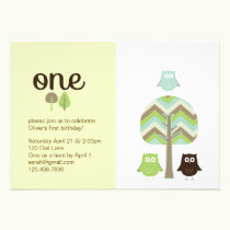 Owl First Birthday Invitation invitations