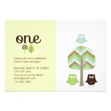 Owl First Birthday Invitation