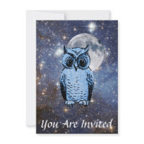 Owl Full Moon Stars Invitation or Announcement