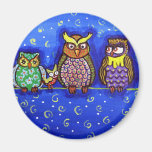 Owl Get Together Fun Folk Art Magnets