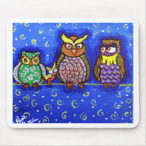 Owl Get Together Fun Folk Art mousepads
