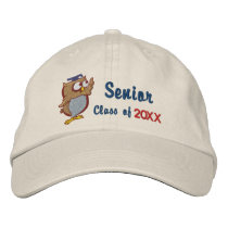 Owl Grad Senior - Customize Embroidered Baseball Caps