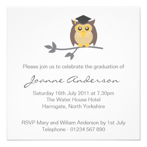 Owl Graduation Invitation Announcement
