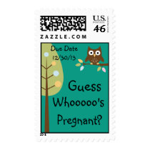 Owl Guess Whooo's Pregnant Baby Boy Girl Shower stamps
