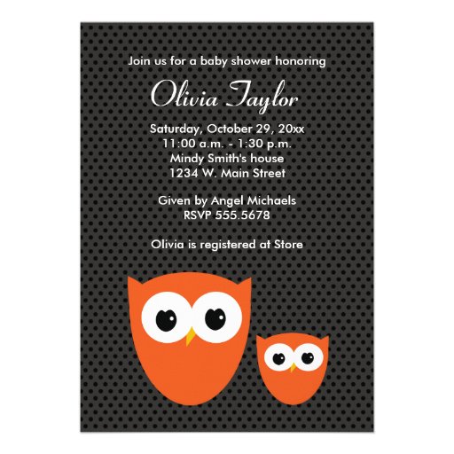 Owl Halloween Baby Shower Invitations