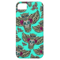 Owl holding sugar skull on mint green base. iPhone 5 case