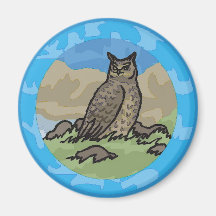 Owl in a Circle Fridge Magnet