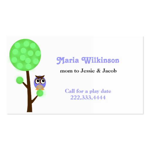 Owl in a Tree Mommy Card Business Card Templates (front side)