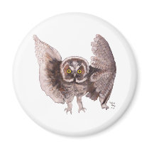 "Owl In Flight" Round Magnet