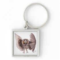 "Owl In Flight" Square Keychain