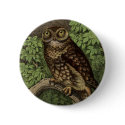 Owl in Leaves Button by GreatSkyPress Owl in Leaves Button