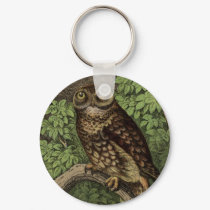Owl in Leaves Keychain by GreatSkyPress Owl in Leaves Keychain
