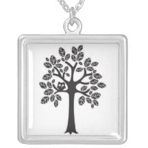 Owl in Tree Necklace